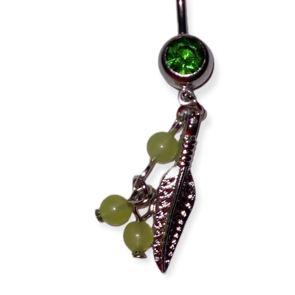 Feather boho style belly piercing ring - Picture 2 of 2